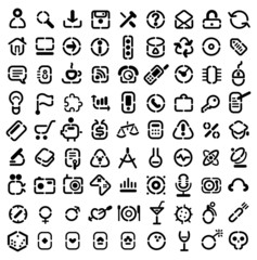 Stencil icons for web, business, science, media, leisure