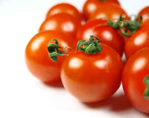 Tomatoes on a white background