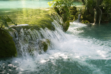 Little waterfall on Plitvice lakes in Croatia