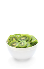 Fresh kiwi fruit in white bowl