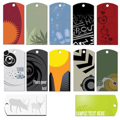 set of tags and stickers
