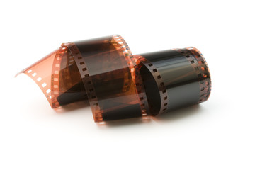negative 35 mm color film isolated on the white background