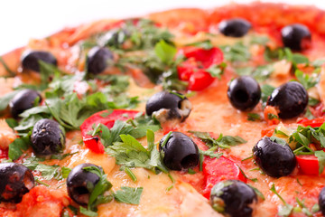 tasty Pizza with olives  closeup