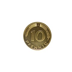Zehnpfennigstück mit Gold überzogen (Zahl)