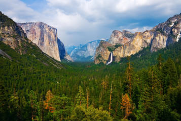 Yosemite Valley with cloudy sky