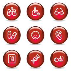Medicine web icons set 2, red glossy series