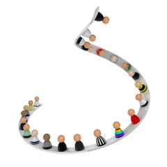 Obraz premium Cartoon Crowd, Small Spiral Path