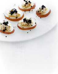 cod with caviar on steamed poatatoes, appetizer