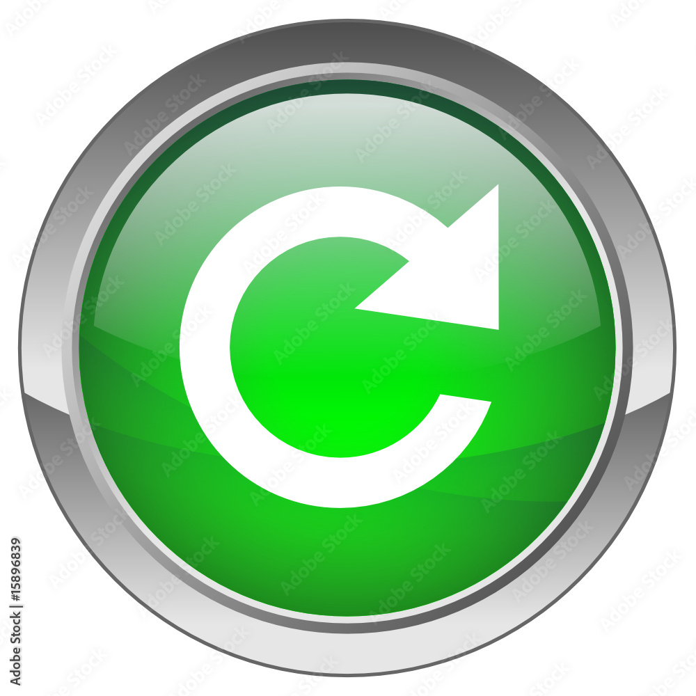 Poster orb button with refresh symbol (green)