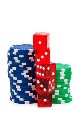 Casino chips isolated on the white