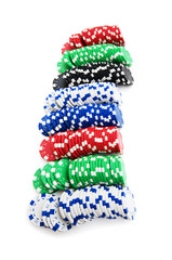 Casino chips isolated on the white