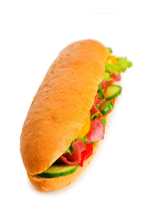 Long sandwich isolated on the white background