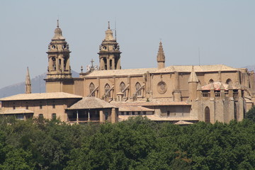 Vista general de la catedral de Pamplona, Navarra, España.