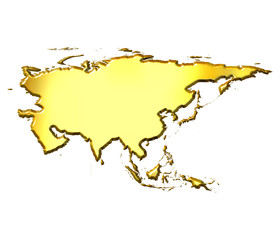 Asia 3d Golden Map