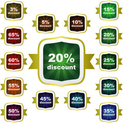 Discount label tamplates with different percentages