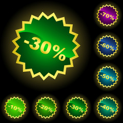 Discount label tamplates with different percentages