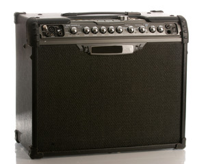 guitar amp or amplifier with reflection on white background