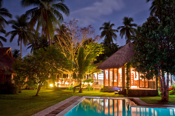 Luxurious Tropical Resort at Night