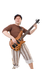 Naklejka premium Cool guitarist on white