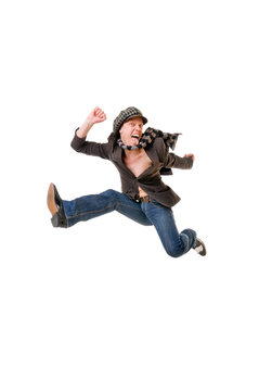 Cool young man jumping
