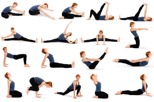Woman in Various Sitting Yoga Poses