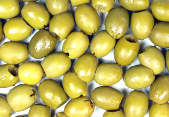 green olives on white background