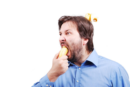 Young Man Blowing Up His Brain With Banana