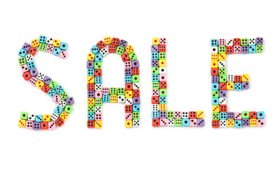 Sale sign made of dices