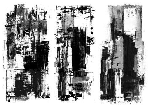 An abstract paint splatter frame in black and white