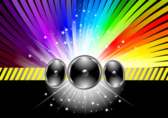 Discotheque banner template with rainbow; clip-art