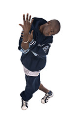 Cool young hip-hop man on white background