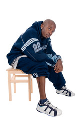 Cool young hip-hop man on white background