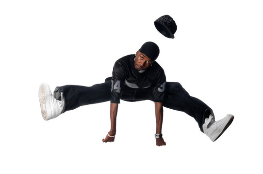 Cool young hip-hop man on white background