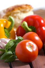 Vegetables and bread