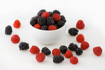 Raspberries and blackberries
