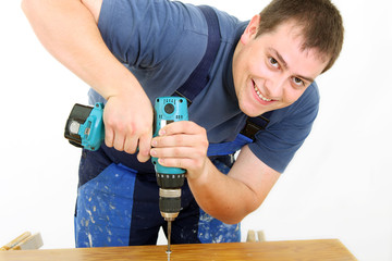 Handwerker mit Akkuschrauber