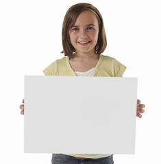 Girl holding blank board