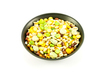 Soup Pulses in Small Black Bowl