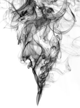 black color smoke from white background