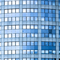 Abstract square crop of blue business office