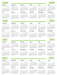 Calendar, New Year 2009, 2010, 2011, 2012