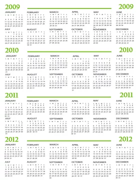 Calendar, New Year 2009, 2010, 2011, 2012 Stock Vector | Adobe 