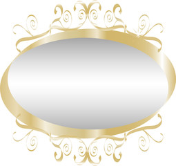 Vector illustration of mirror in the golden frame