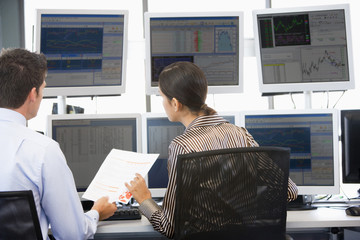 Stock Traders Viewing Monitors