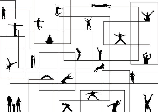 Happy people having fun in an abstract background