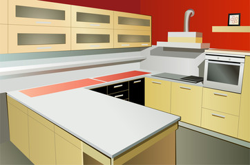 kitchen interior vector