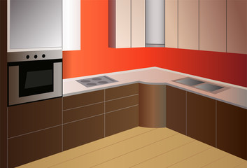 red brown kitchen vector