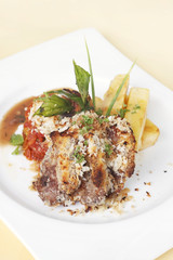 grill beef with potato