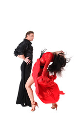 dancers in action isolated on white