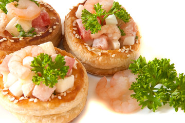 Volauvents with shrimp salad